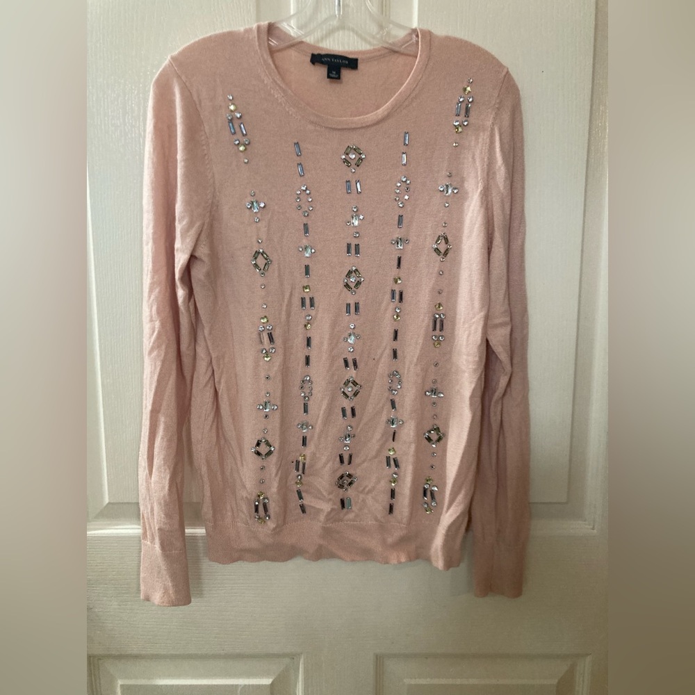 Ann Taylor Rhinestone Sweater Size M